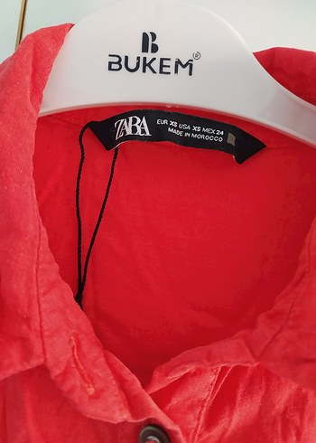 Kolsuz Kırmızı Uzun Keten Elbise - Görsel 2