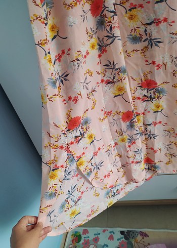 Uzun Kollu Pembe Bohem Uzun Elbise - Görsel 2