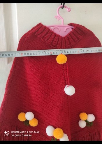 Kız Çocuk Bohem Nakışlı Örgü Panço - Görsel 2