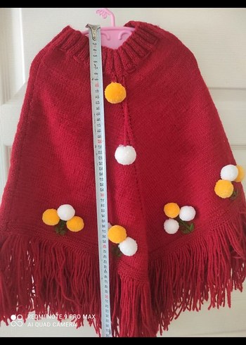 Kız Çocuk Bohem Nakışlı Örgü Panço - Görsel 3