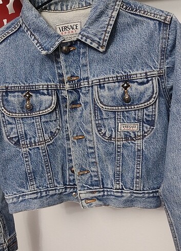 Versace sport denim crop ceket 