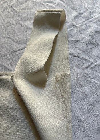 Beyaz Keten Straplez Kadın crop - Görsel 2