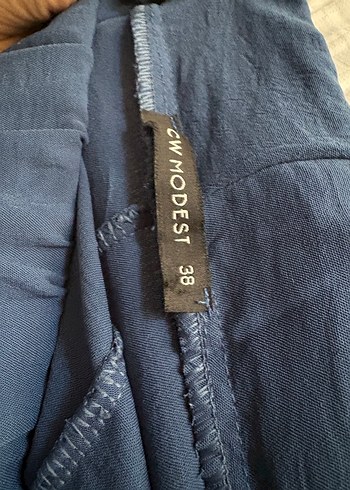 Düğmeli Lacivert Uzun Keten Etek - Görsel 2