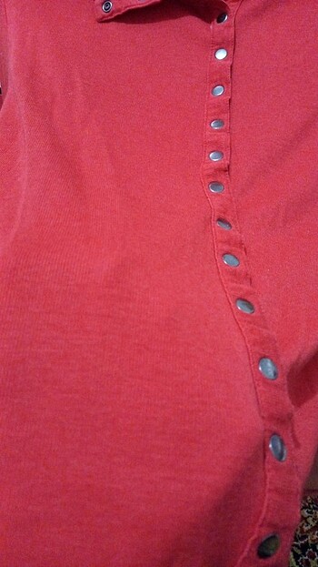 Diğer Çıt çıtlı likralı kırmızı bluz