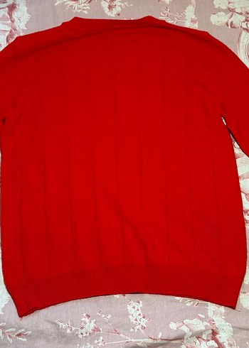 Kırmızı Drapeli Kadın Uzun Kollu Triko - Görsel 2