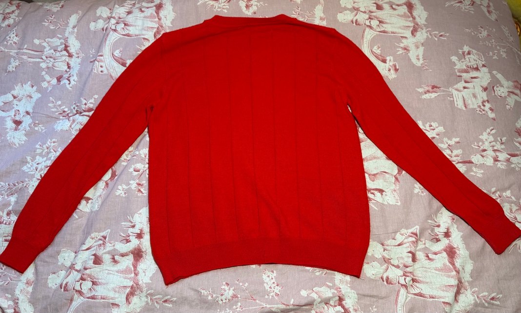 Kırmızı Drapeli Kadın Uzun Kollu Triko - Görsel 2