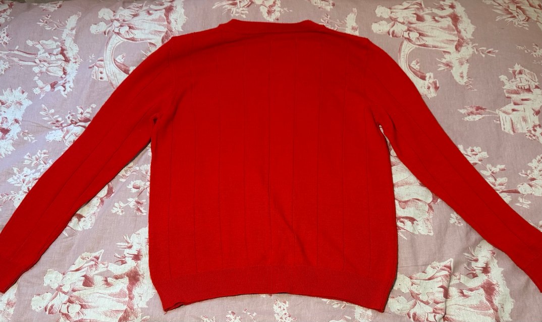 Kırmızı Drapeli Kadın Uzun Kollu Triko - Görsel 3