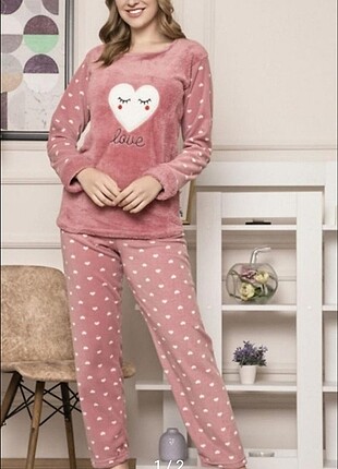Alt üst peluş pijama takımı