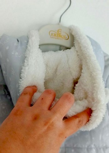 buz mavisi gri Fermuarlı Bebek arabasi / puset Tulumu - Görsel 7