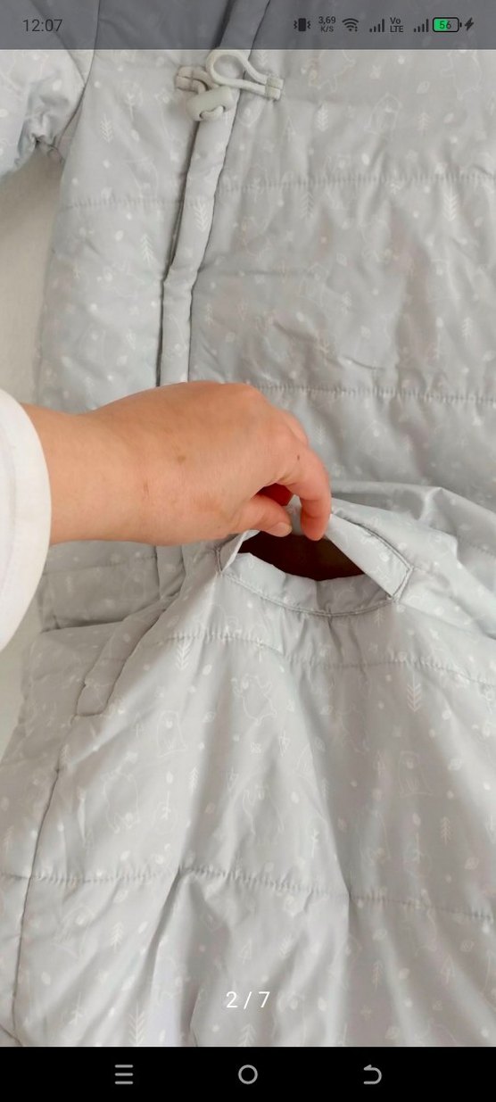 buz mavisi gri Fermuarlı Bebek arabasi / puset Tulumu - Görsel 2