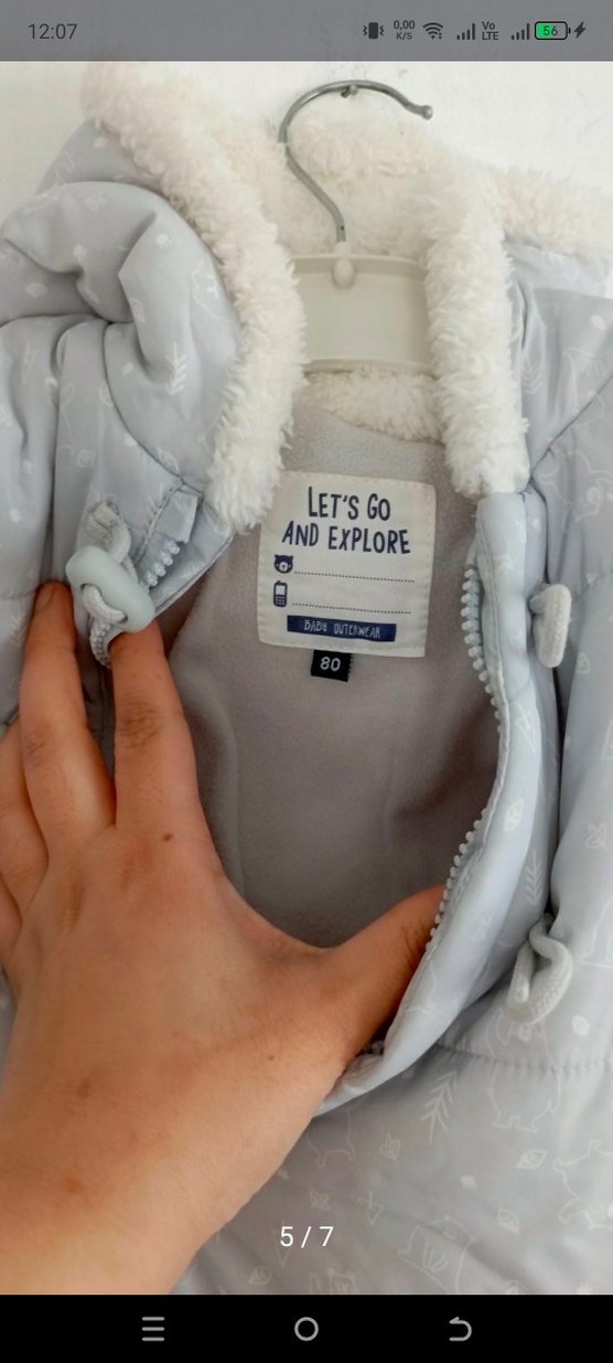 buz mavisi gri Fermuarlı Bebek arabasi / puset Tulumu - Görsel 5