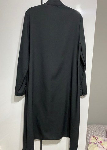 Refka Tesettür Giyim Siyah Yüksek Yakalı Fermuarlı Uzun Tunik