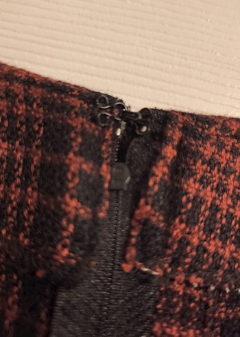 xl Beden Bordo ekoseli elbise