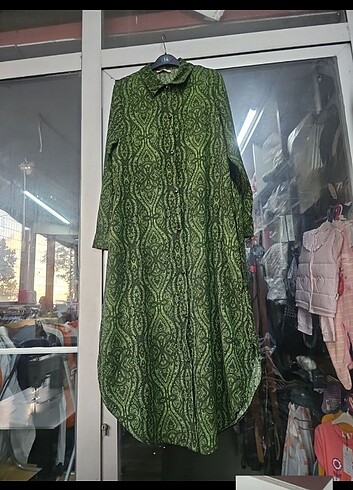 xl Beden yeşil Renk Yeşil desenli elbise