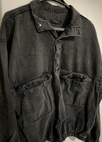 Siyah Düğmeli Gevşek Kesim erkek Denim Ceket - Görsel 3