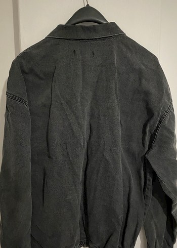 Siyah Düğmeli Gevşek Kesim erkek Denim Ceket - Görsel 2