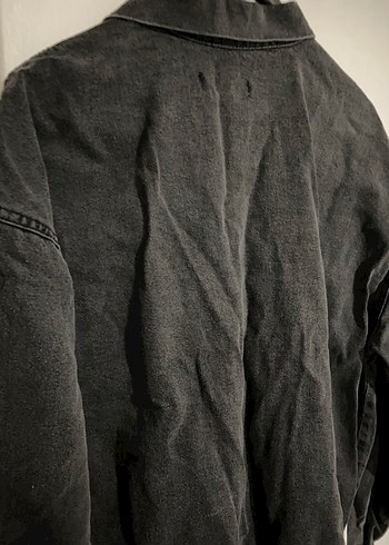 Siyah Düğmeli Gevşek Kesim erkek Denim Ceket - Görsel 4