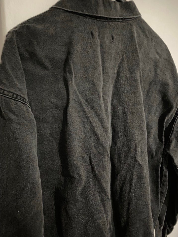 Siyah Düğmeli Gevşek Kesim erkek Denim Ceket - Görsel 4