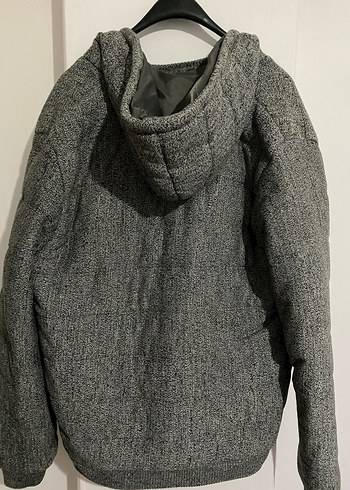 Erkek Gri Kapüşonlu Fermuarlı mont - Görsel 2