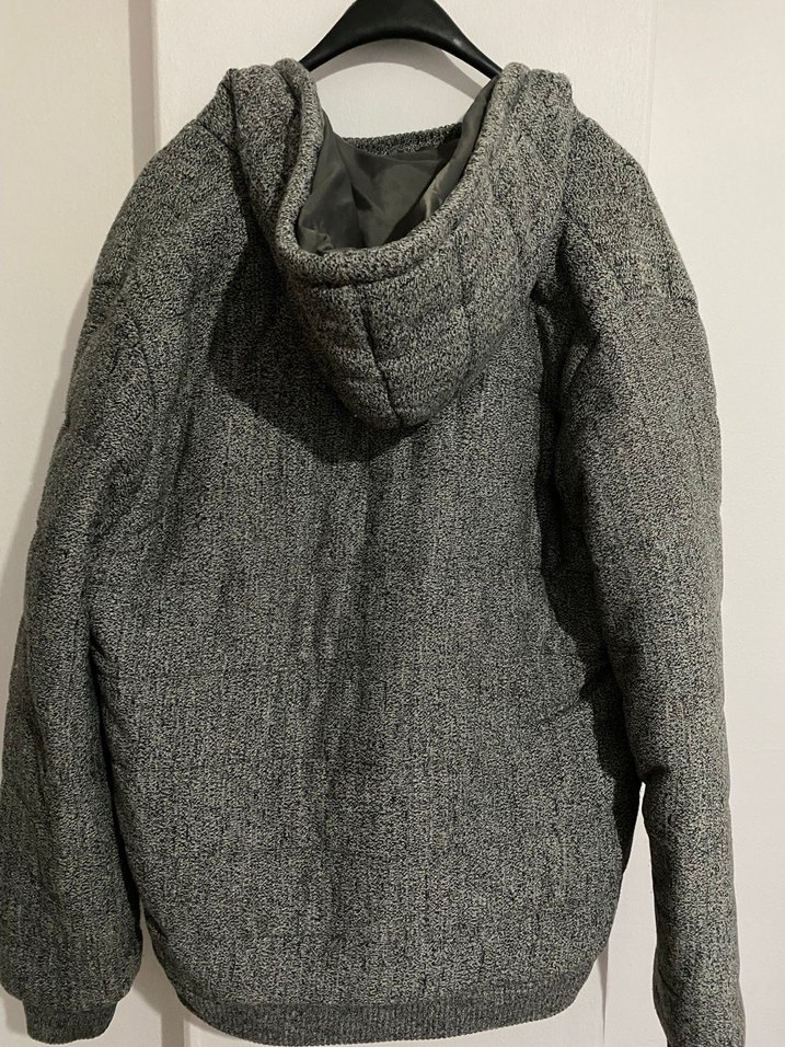 Erkek Gri Kapüşonlu Fermuarlı mont - Görsel 2