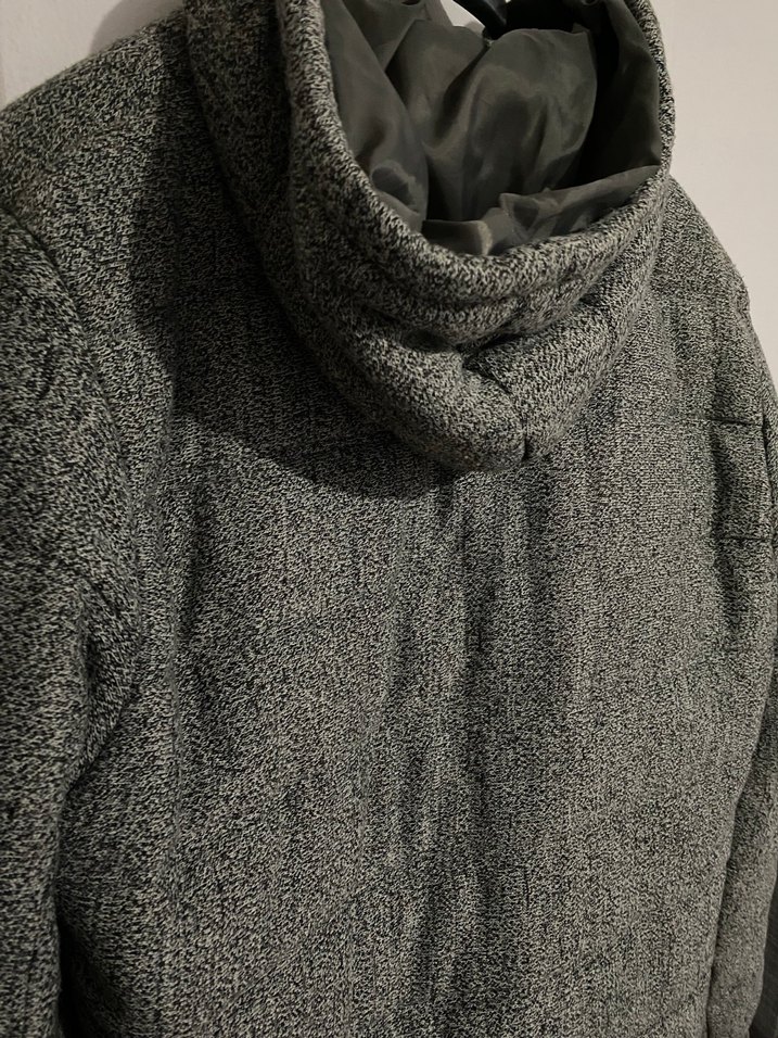 Erkek Gri Kapüşonlu Fermuarlı mont - Görsel 5