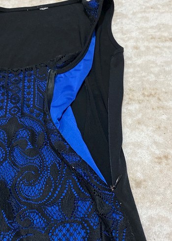 Dantel Detaylı Lacivert kısa Kadın Elbise - Görsel 4