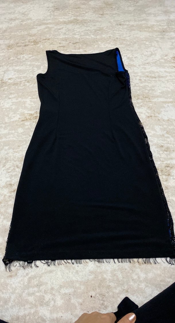 Dantel Detaylı Lacivert kısa Kadın Elbise - Görsel 5