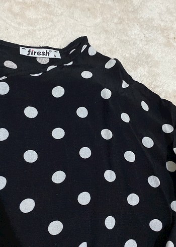 Siyah Puantiyeli midi bisiklet Yaka Elbise - Görsel 2