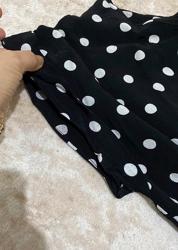 Siyah Puantiyeli midi bisiklet Yaka Elbise - Görsel 7