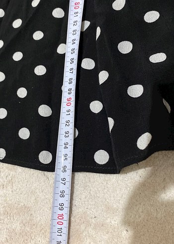 Siyah Puantiyeli midi bisiklet Yaka Elbise - Görsel 6