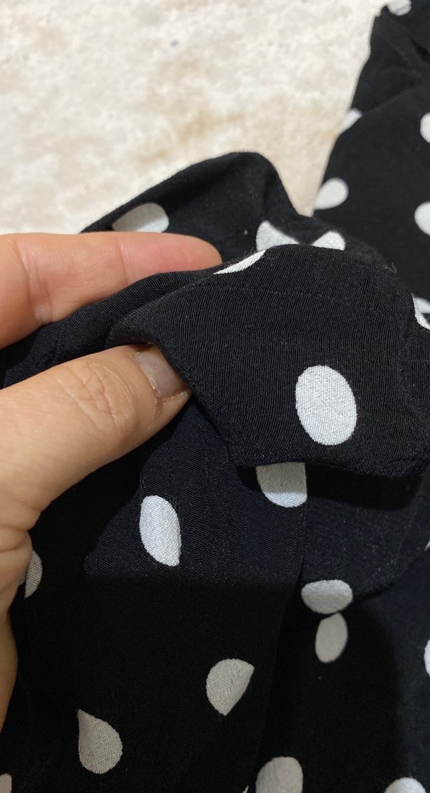 Siyah Puantiyeli midi bisiklet Yaka Elbise - Görsel 5