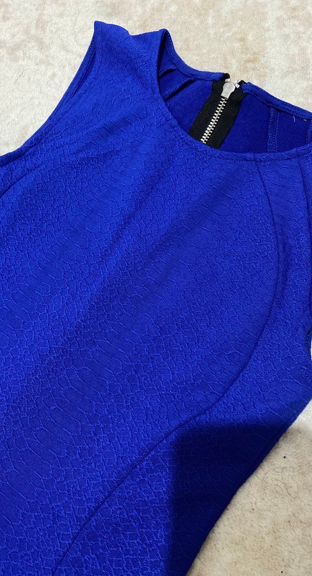 Mavi Kolsuz Mini Elbise - Görsel 2