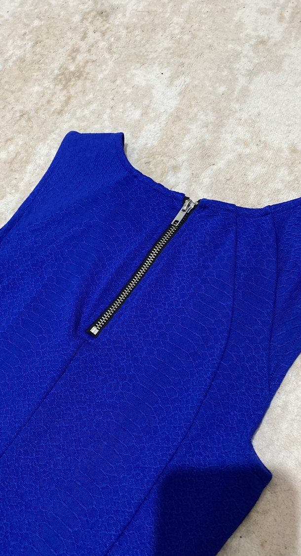 Mavi Kolsuz Mini Elbise - Görsel 5