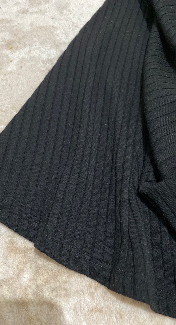 Uzun Siyah Triko Piliseli Elbise - Görsel 4