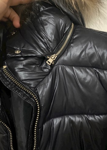Siyah Deri Kürklü Kadın Kışlık mont - Görsel 3