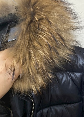 Siyah Deri Kürklü Kadın Kışlık mont - Görsel 4