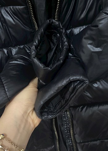 Siyah Deri Kürklü Kadın Kışlık mont - Görsel 6