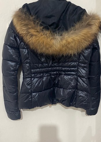 Siyah Deri Kürklü Kadın Kışlık mont - Görsel 8