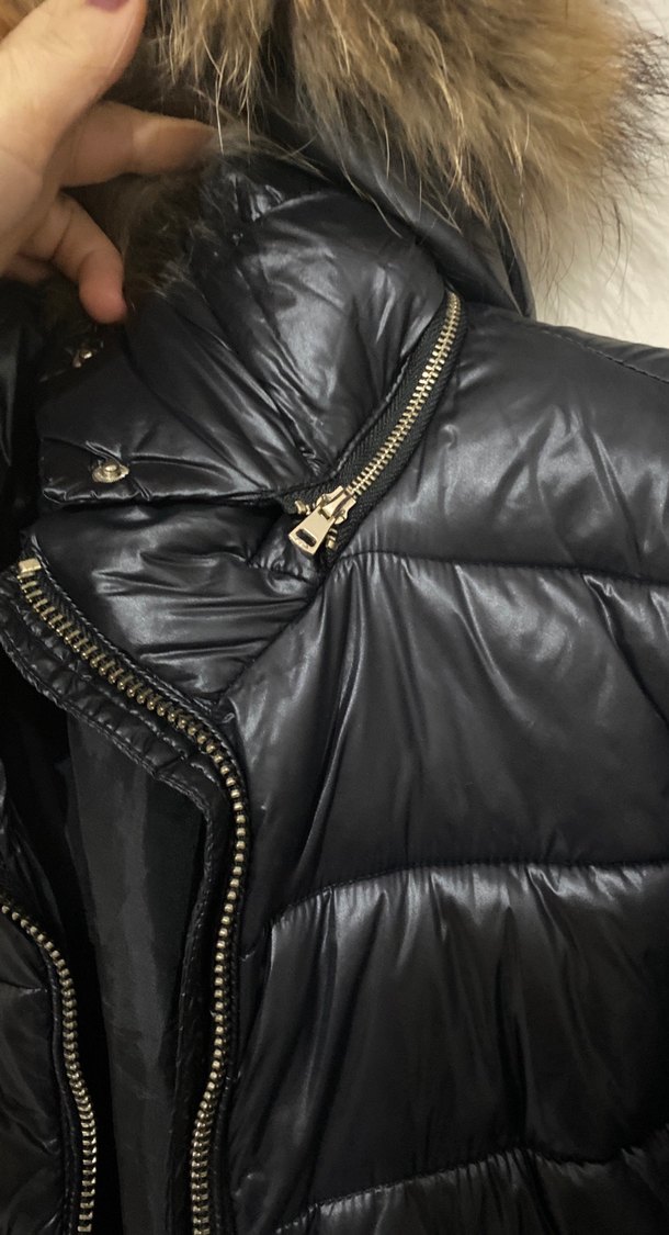 Siyah Deri Kürklü Kadın Kışlık mont - Görsel 3