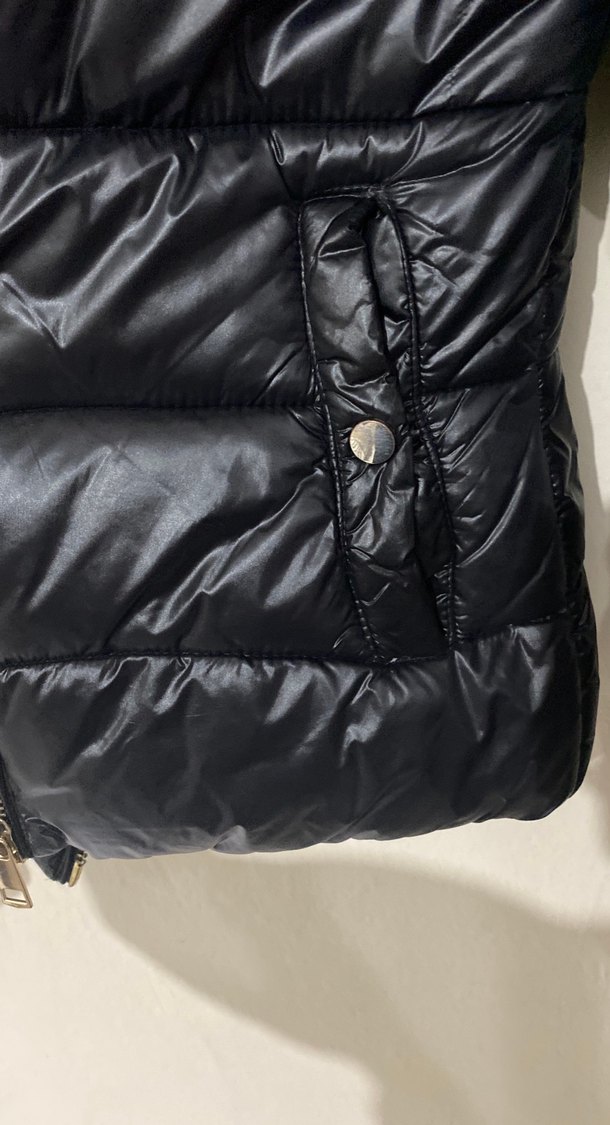 Siyah Deri Kürklü Kadın Kışlık mont - Görsel 5