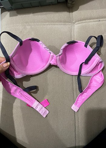 34 Beden Pembe Dantelli Destekli Sütyen