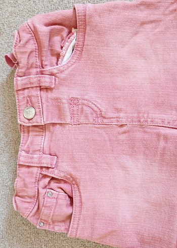 Düğmeli Pembe Kız Kot Pantolon