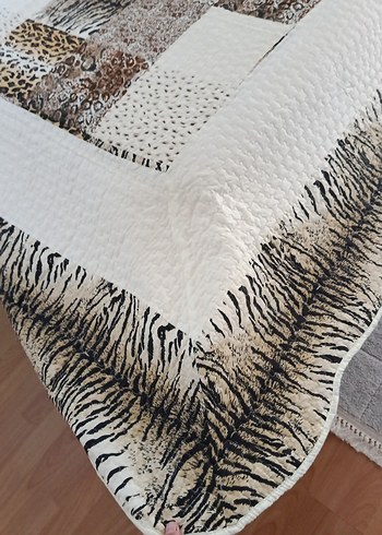 Kahverengi tek kişilik Leopar Desenli Yatak Örtüsü - Görsel 2