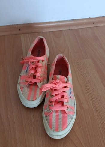 Pembe Çizgili Kadın Spor Ayakkabı Platform Topuklu - Görsel 2