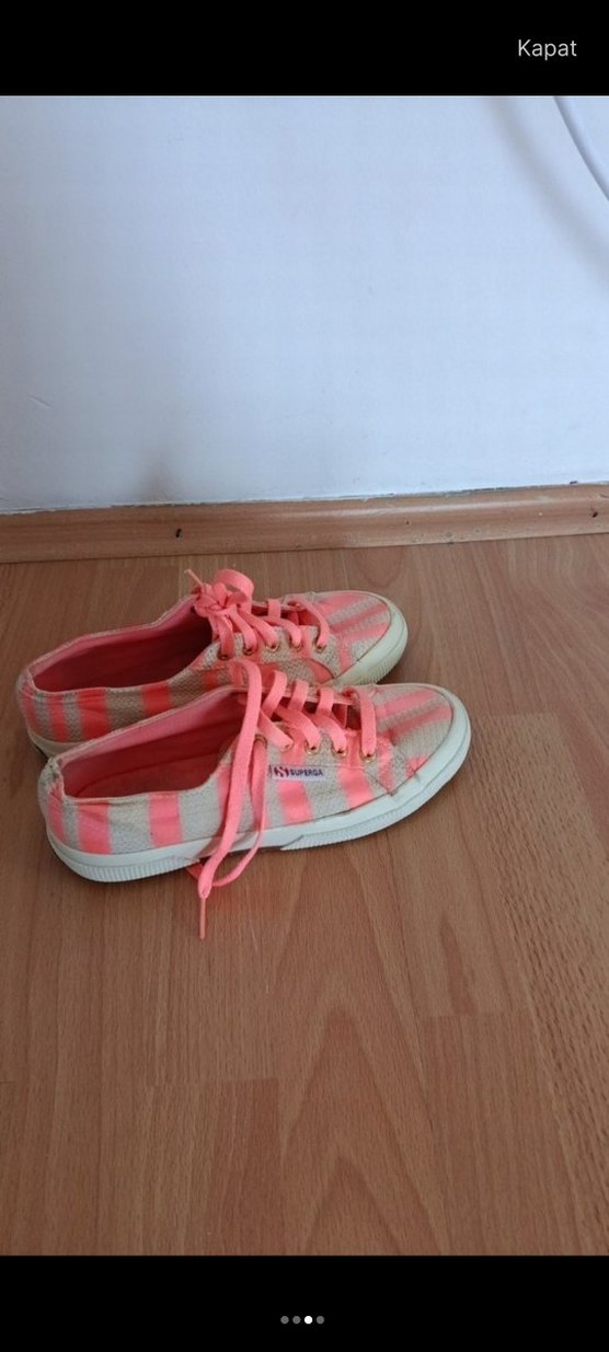 Pembe Çizgili Kadın Spor Ayakkabı Platform Topuklu - Görsel 3