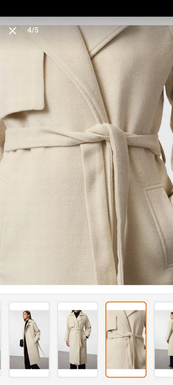 Bej Kemerli Kadın Uzun Kaban - Görsel 4