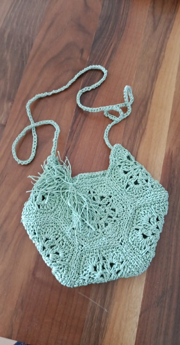 Turkuaz Örgü Bohem Kadın Çanta - Görsel 3