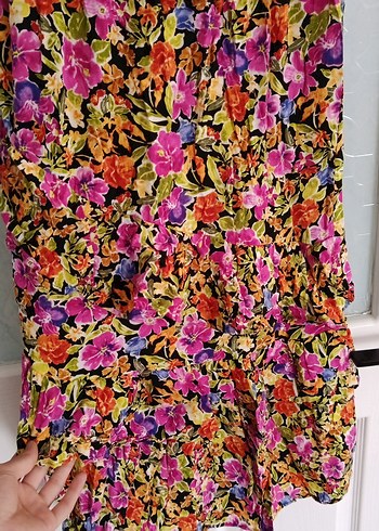 Çiçek Desenli Uzun Bohem Elbise - Görsel 5