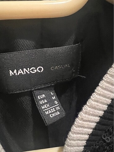 l Beden siyah Renk Mango kadın pullu bomber ceket