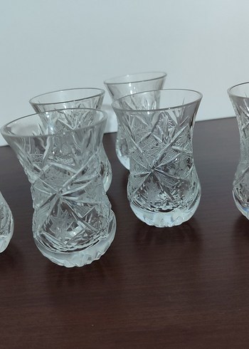 Kristal Desenli Cam Çay Bardakları